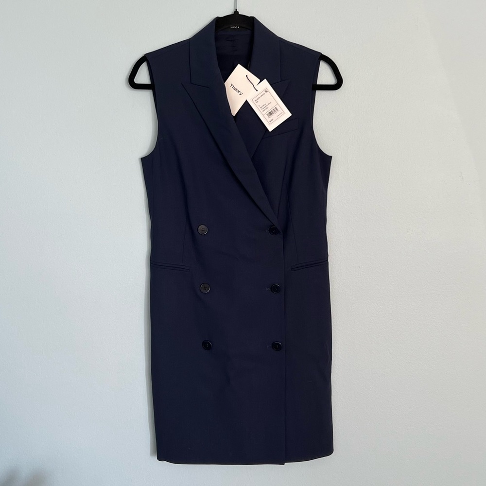 NWT Theory Blazer Dress - Traceable Wool - Sea Blue